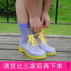 Прозрачные резиновые ботинки на шнурках