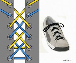 Шнуровка кроссовок двумя шнурками